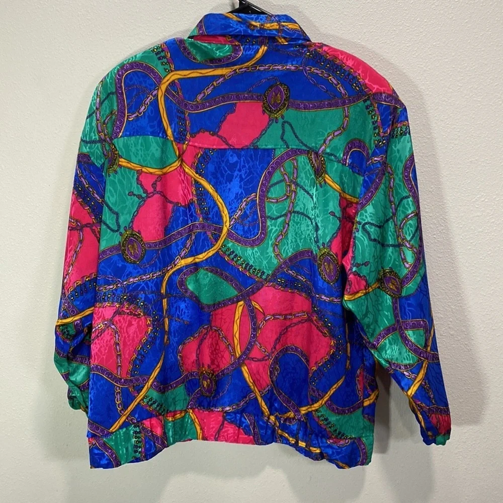 G. Oberti colorful 70s satin jacket chains and ribbons‎ eclectic crazy weird